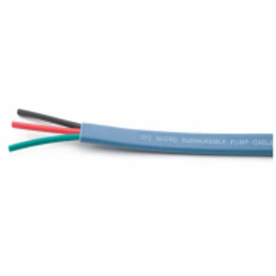 8/3 w/ Grnd Ice Blue Flat Jacketed Submersible Pump Cable, 1000ft Spools